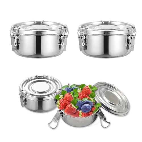 Goiern 2 Stück Edelstahl Frischhaltedose, Lebensmittelbehälter Kinder, Klein Dosen, Snackbox, Meal Prep Vorratsdose, Lunchbox Auslaufsicher Geeignet für Snacks, Obst von Goiern