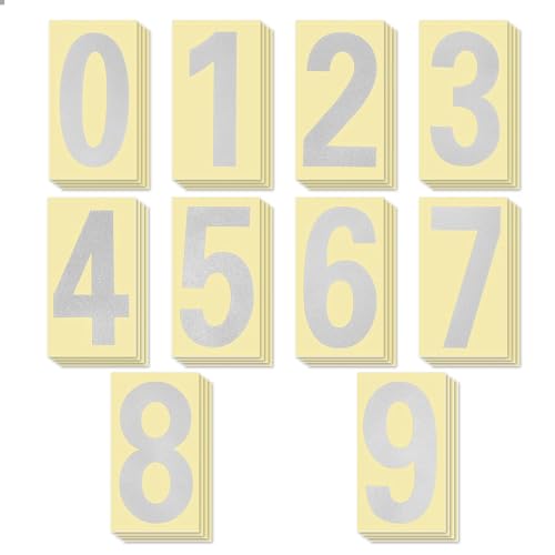 Goiern 40 Stück Zahlen Aufkleber 0-9 Aufkleber Zahlen Groß Vinyl Reflektieren Wasserdicht Klebezahlen Wetterfest Adresse Number Stickers(Silber) von Goiern