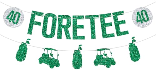 Golf Fore-Tee Banner, Let's Par-tee, Cheers to 40 Years, Gold Sports Happy 40th Birthday Party Decorations Supplies von Goilpanitdia