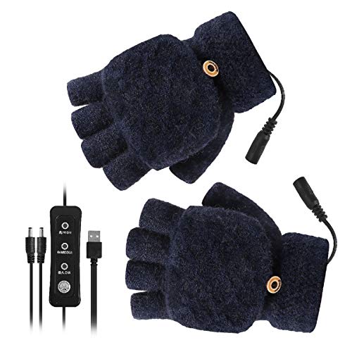 Unisex USB Beheizte Handschuhe Winter Elektrische Heizhandschuhe Fäustling 3 Temperatureinstellungen Warme Laptop-Handschuhe für Frauen Herren Beste Winter Geschenk Wahl von Gojiny