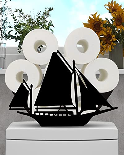 Segelboot Toilettenpapier Aufbewahrungsständer, Navigation Bauernhaus Badezimmer Dekor Toilettenpapierhalter für 8 Rollen, Metall Freistehend Kunst Badezimmer Deko von Gojoamoy