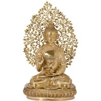 20" Superfeine Buddha Shakyamuni Predigt Seinen Dharma Mit Bodhi Baum Als Kulisse in Messing | Handgemachte Hergestellt Indien von Gokalarts