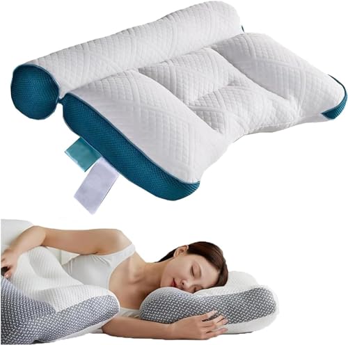 2024 New Suncrafta Ergonomic Pillow, Ergonomic Goose Down Pillow,Sleep Enhancing Cervical Support Comfort Goose Down Pillow,Cervical Pillow for Neck Pain Relief (Blue) von Gokame