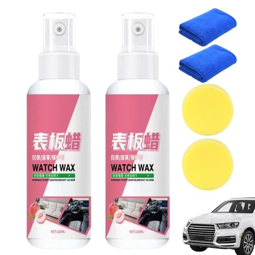 Car Dashboard Polishing Care Wax Spray, Car Dashboard Care, Interior Car Spray Cleaner Dashboard, High Protection Quick Coating Spray, for Car UV Protection, with Wipe & Sponge (2) von Gokame