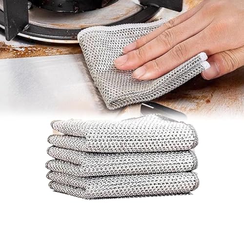 Gokame Multifunktionales kratzfestes Drahtgeschirrtuch, Mehrzweck-Draht-Geschirrlappen für nass und trocken, Multipurpose Non-Scratch Scrubbing Wire Dishwashing Rags, Mehrzweck-Scheuerdraht (3pcs) von Gokame