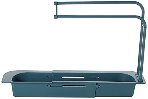 Gokame Spülbecken Organizer, Telescopic Sink Rack Holder Expandable Storage Drain Basket for Kitchen, Küchen Organizer fur Seifenschwamm (Blue) von Gokame