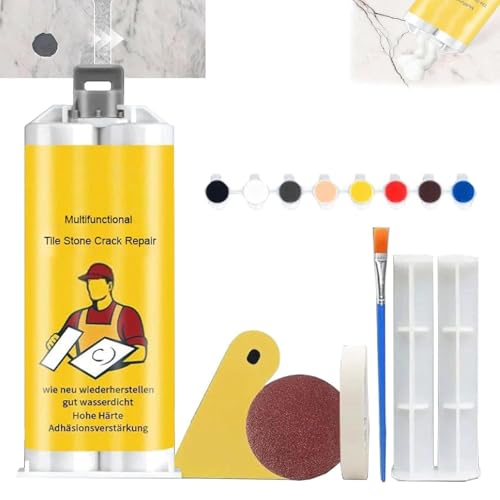 Multifunctional Tile Stone Crack Repair Kit, Tile and Ceramic Glaze Repair Paste, Tile Granite and Marble Repair Kit, Tile Repair Kit, Granite Repair Kit for Chips (1Set) von Gokame