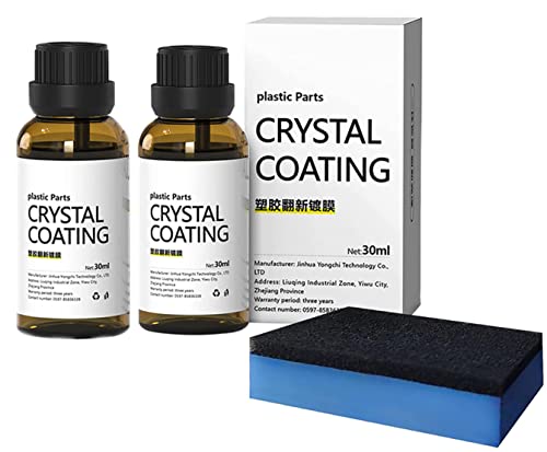 Plastic Parts Crystal Coating 30ml, Great Gloss Retention and Protection for Car, Plastic Parts Refurbish Agent, Car Cleaning Kit Plastic Revitalizing Coating Agent with Sponge (2pcs) von Gokame