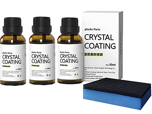 Plastic Parts Crystal Coating 30ml, Great Gloss Retention and Protection for Car, Plastic Parts Refurbish Agent, Car Cleaning Kit Plastic Revitalizing Coating Agent with Sponge (3pcs) von Gokame