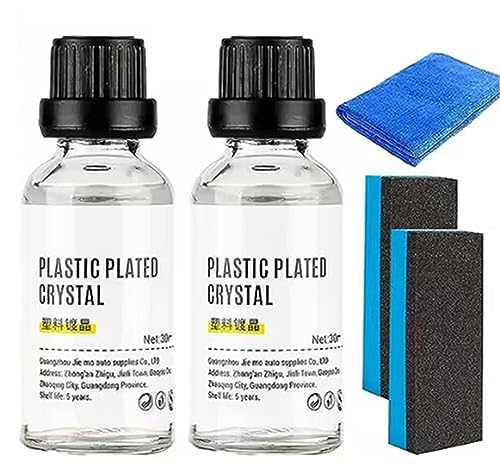 Plastic Parts Crystal Coating - Plastic Parts Refurbish Agent with Spong & Towel for Car, 30ml Crystal Coating Plastic Parts, Long Duration Plastics Parts Refresher Agent, Great Gloss Protection (2) von Gokame