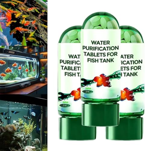 Powerful Aquarium Water Purification Tablet Portable Aqua Water Purification Tablets, Water Purifying Tablets for Fish Tan, Water Filter Tablets,Fish Tank Cleaner,Water Purification Tablets (3pcs) von Gokame