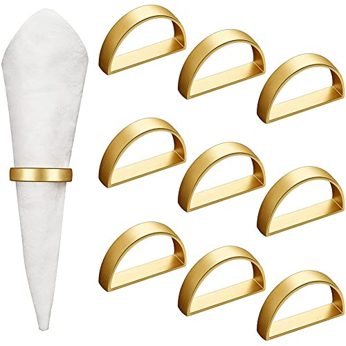 Gokeet 10 StüCk Gold Servietten Ringe Metall Servietten Ring Halter Modernes Design Ring Halter Metall Halb Kreis Servietten Schnallen von Gokeet