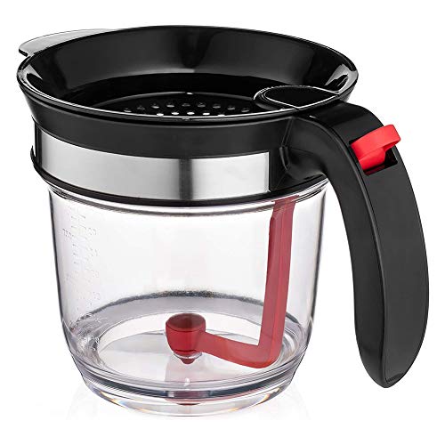 Gokeet 1000ML ÖL Abscheider Mess Becher und Sieb mit Boden Freigabe für SoßEn Saucen und Andere FlüSsigkeiten mit ÖL Fett Gokeet 1000ML ÖL Abscheider Mess Becher und Sieb mit Boden Freigabe für SoßEn Saucen und Andere FlüSsigkeiten mit ÖL Fett von Gokeet