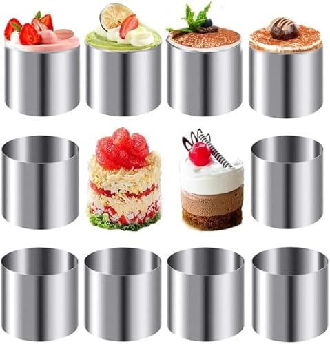 Gokelomg 10 StüCk Edelstahl Mousse Ringe Runde Keksausstecher Kuchen Form KüChe Backen GebäCk Werkzeug für Torte, Fondant, Usw. von Gokelomg