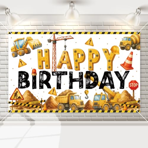 110x180cm Bau Geburtstag Hintergrund, Bau Geburtstagsparty Zubehör Dekorationen Wandposter Foto Requisiten für Jungenpartys Kuchen Tischdekorationen von Goktvai