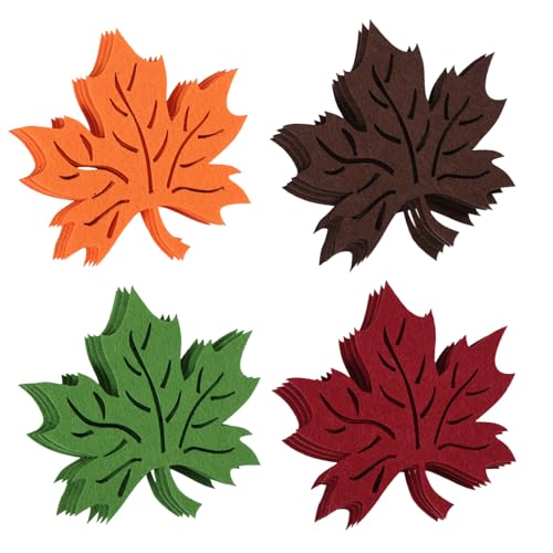 16 Stück Ahornblatt-Untersetzer, Filz Getränkeuntersetzer Wärmeisolierung rutschfest Tisch Kaffeetassen-Tischsets Untersetzer für Thanksgiving Herbst Heimküche Esstisch Dekor (4 Farben) von Goktvai