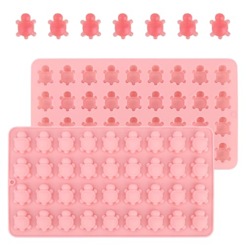 2 Stück Mini Schildkröten Silikonformen, 72 Mulden Süße Meeresschildkröten Harzform zum Selberbacken für Schokolade Süßigkeiten Eiswürfel Wackelpudding Wachs Harz Basteln (Pink) von Goktvai