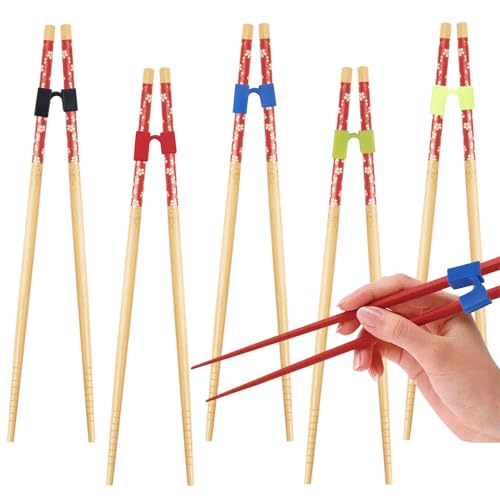 5stk Trainings-Essstäbchen-Hilfen für Kinder Erwachsene, Wiederverwendbar Essstäbchen-Trainer-Set Rutschfest Hilfsmittel für Anfänger Senioren Asiatisches Essen Lernen von Goktvai