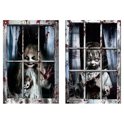 Goktvai 2stk Halloween Fensterdekorationen, Jungen und Mädchen Halloween Fenstersilhouetten Horror Thema für tür Wand und Partydekoration Goktvai 2stk Halloween Fensterdekorationen, Jungen und Mädchen Halloween Fenstersilhouetten Horror Thema für tür Wand und Partydekoration von Goktvai