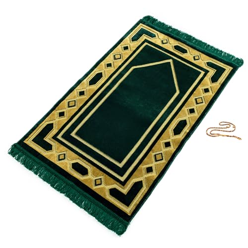 Gold Case Gebetsteppich für den Islamischen Muslim – Ramadan-Geschenk – Janamaz Sajjadah – Namaz Seccade hergestellt in der Türkei PRMT-Grün von Gold Case