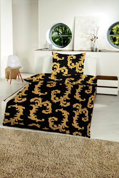 Gold-Line Bettwäsche Gold-Line Bed - Goldene Ranken, Microfaser, 2 teilig, besonders weich und anschmiegsam von Gold-Line