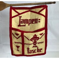 Antike Leinen Tasche I Meister Lampe Handarbeit Rot Bestickt Jugendstil Art Nouveau von GoldBande