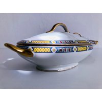 Echt Limoges I Feine Gebäckschale Mit Deckel Goldrand Soupiere Terrine Art Deco von GoldBande