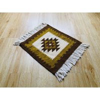 Kelim I Reine Wolle Handarbeit Natur Kilim Teppich Wandbild Tischläufer Vintage von GoldBande