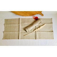 Pure Natur 2-Er Set Handgewebte Leinentücher in Aussteuerqualität I Duo Handgewebt Um 1900 von GoldBande