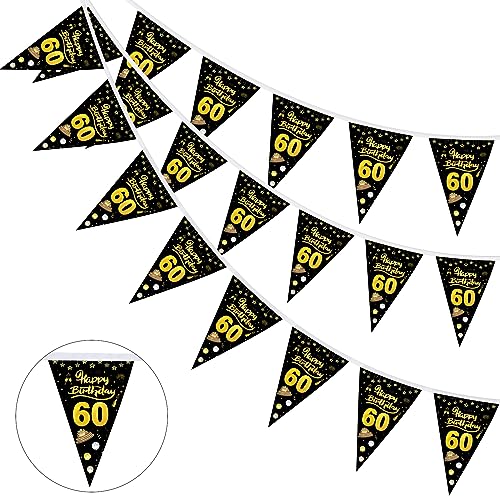 60 Geburtstag Mann Frau Girlande Banner, GoldRock 60 Geburtstag Deko Schwarz Gold, 60. Geburtstag Deko Girlande, Girlande Geburtstag 60, Happy Birthday Girlande 60 Jahre,Wimpelkette Deko 60 Geburtstag von GoldRock