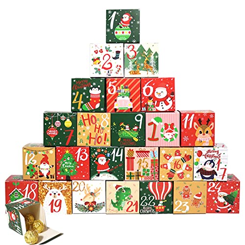 GoldRock Adventskalender zum Befüllen,24 Stück Adventskalender Kinder 2022,Weihnachten Geschenkbox,Süßigkeiten Keksboxen zum Basteln und Verschenken,Weihnachten & Advent Countdown Digitale Geschenkbox von GoldRock