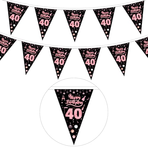 GoldRock Girlande 40 Geburtstag Frauen Deko Rosegold,Deko 40 Geburtstag Frau Mann,40 Geburtstag Deko Banner,Wimpelkette Deko 40. Geburtstag Frauen Deko,Geburtstagsbanner 40 Jahre,40er Geburtstagsdeko von GoldRock