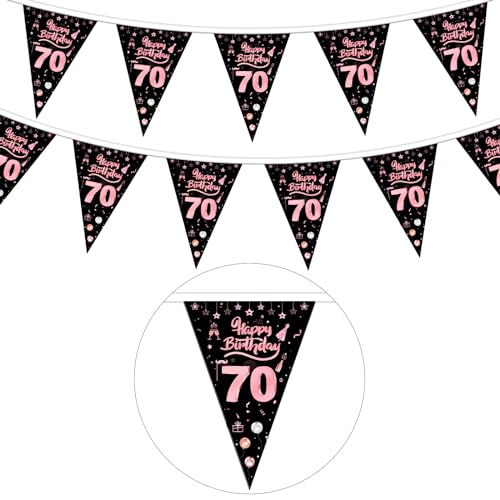 GoldRock Girlande 70 Geburtstag Frauen Deko Rosegold,Deko 70 Geburtstag Frau Mann,70 Geburtstag Deko Banner,Wimpelkette Deko 70. Geburtstag Frauen Deko,Geburtstagsbanner 70 Jahre,70er Geburtstagsdeko von GoldRock