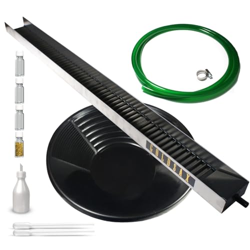 Goldsuchen Set von GoldSax® – Auswaschrinne Goldwaschpfanne & Aufbewahrungsset – Perfekt für Goldwaschen zuhause, Größe: 100 cm lang von GoldSax