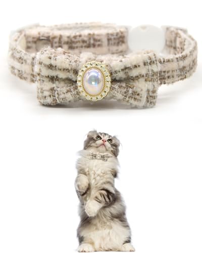 GoldTiger Katzenhalsband mit Fliege, niedliches Perlen-Katzenhalsband mit Abreißverschluss, geeignet für mittelgroße bis kleine Katzen, verstellbare Größe 20 - 30 cm, Braun GoldTiger Katzenhalsband mit Fliege, niedliches Perlen-Katzenhalsband mit Abreißverschluss, geeignet für mittelgroße bis kleine Katzen, verstellbare Größe 20 - 30 cm, Braun von GoldTiger