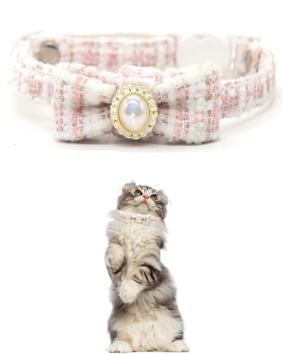 GoldTiger Katzenhalsband mit Fliege, niedliches Perlen-Katzenhalsband mit Abreißverschluss, geeignet für mittelgroße bis kleine Katzen, verstellbare Größe 20 - 30 cm, Rosa GoldTiger Katzenhalsband mit Fliege, niedliches Perlen-Katzenhalsband mit Abreißverschluss, geeignet für mittelgroße bis kleine Katzen, verstellbare Größe 20 - 30 cm, Rosa von GoldTiger