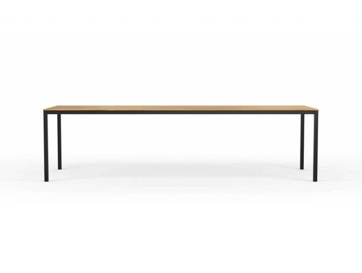 300 x 100 cm Esstisch CARL Massivholz 10 - 12 Personen Eiche massiv mit Metallgestell in Schwarz Großer, moderner Massivholz Esstisch von Goldau & Noelle Manufaktur