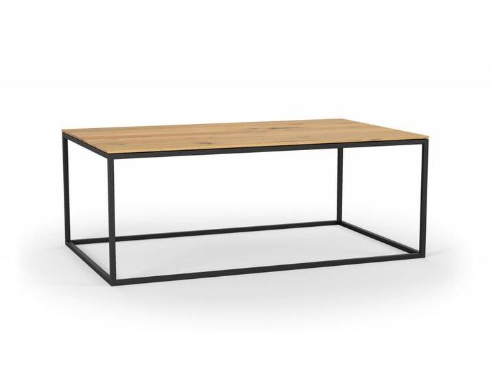 Couchtisch AMAT in Massivholz mit Metallgestell. 100x60 cm. Massivholz Wildeiche mit schwarzem Gestell. Kubischer Couchtisch handgemacht in DE. von Goldau & Noelle Manufaktur