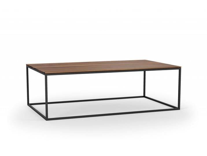 Design Couchtisch AMAT mit filigranem Metallgestell. 120 x 70 cm. Massivholz Nussbaum mit schwarzem Gestell. Hochwertiger Couchtisch handgemacht in... von Goldau & Noelle Manufaktur