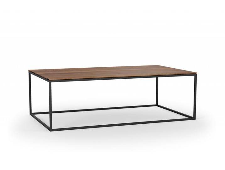 Design Couchtisch AMAT mit filigranem Metallgestell. 120 x 70 cm. Massivholz Nussbaum mit schwarzem Gestell. Hochwertiger Couchtisch handgemacht in... von Goldau & Noelle Manufaktur
