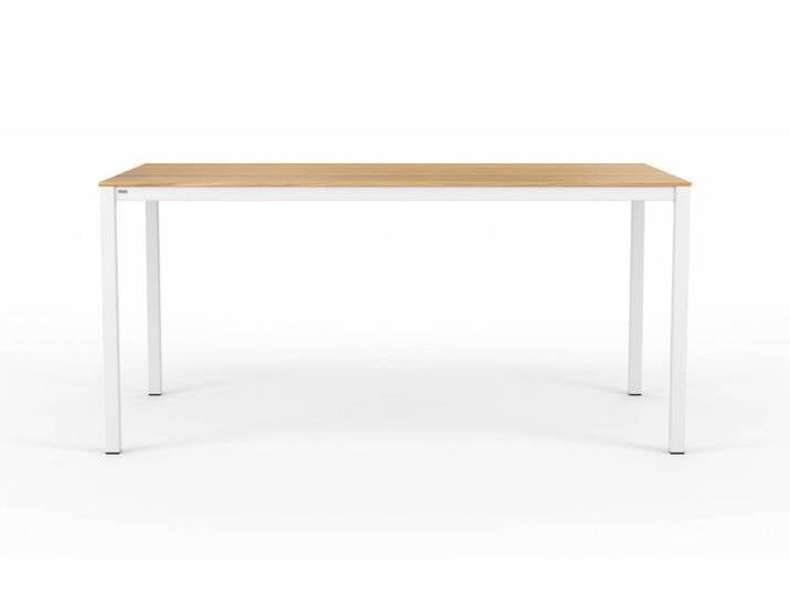 Design Esstisch CARL Massivholz Weiß. 160x90cm. Eiche mit Gestell in Weiß. Hochwertiger und moderner Massivholz Esstisch handgefertigt in DE. von Goldau & Noelle Manufaktur