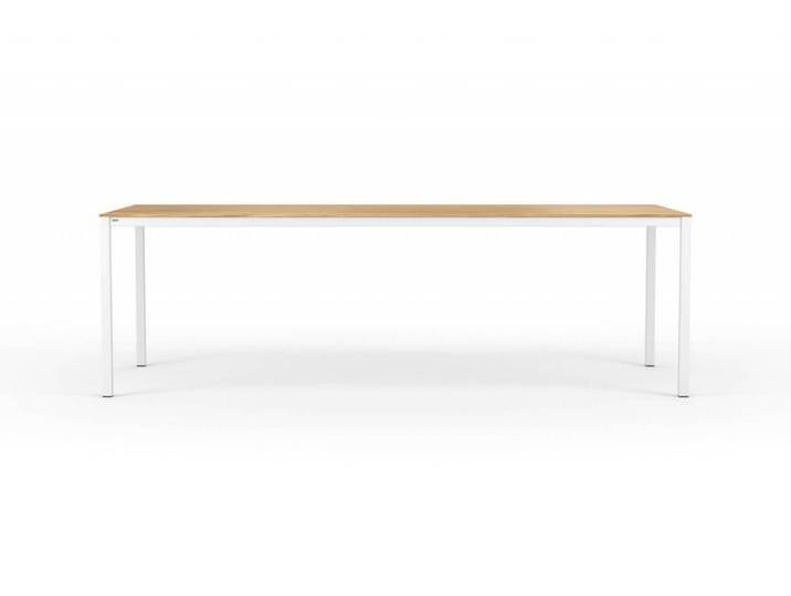 Design Esstisch CARL Massivholz Weiß. 240x100cm. Eiche mit Gestell in Weiß. Hochwertiger und moderner Massivholz Esstisch handgefertigt in DE. von Goldau & Noelle Manufaktur