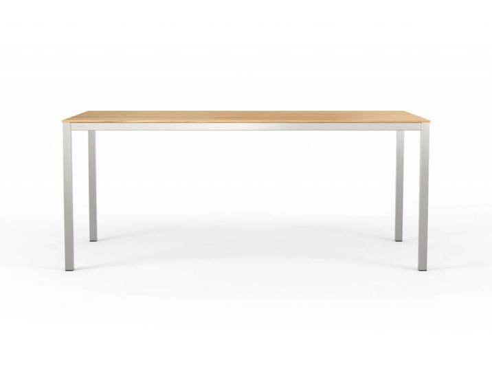 Design Esstisch CARL aus Massivholz und Edelstahl. 180x90cm. Eiche und Edelstahl. Hochwertiger Esstisch made in Germany. von Goldau & Noelle Manufaktur