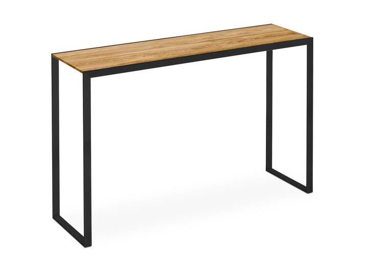 Design Konsolentisch JANO Eiche und Schwarz. Schmal. 110x28x75cm. Massivholz Eiche, schwarzes Gestell. Hochwertige Konsole handgemacht in DE. von Goldau & Noelle Manufaktur
