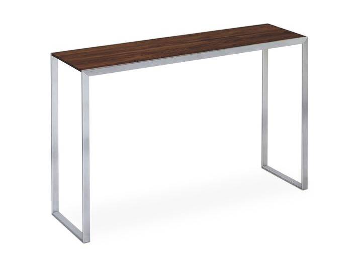 Design Konsolentisch JANO in Nussbaum Edelstahl. Schmal. 90x28x75cm. Massivholz Nussbaum, Edelstahl gebürstet. Hochwertige Konsole handgemacht in DE. von Goldau & Noelle Manufaktur