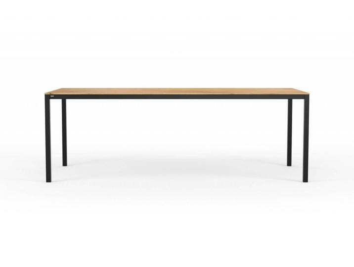 Esstisch Wildeiche Massivholz mit Metallgestell 220x100cm. Wildeiche geölt mit Gestell in Schwarz. Moderner Massivholz Tisch made in Germany von Goldau & Noelle Manufaktur