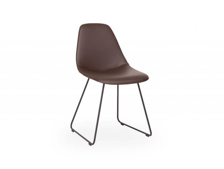Esszimmerstuhl KÄTHE Echtleder Dunkelbraun – Drahtgestell. Hochwertiger Stuhl made in Germany. Bezug Rindsleder in Farbe Terrabraun von Goldau & Noelle Manufaktur