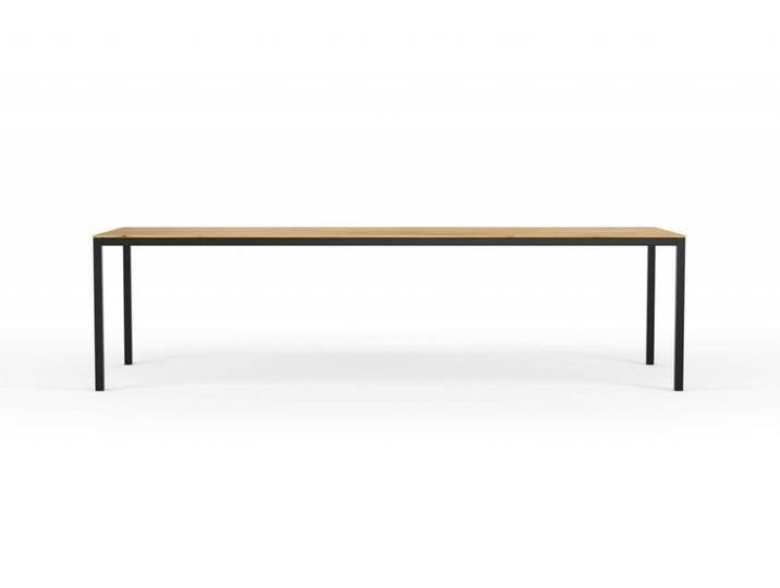 Großer Esstisch CARL Massivholz Schwarz 3 Meter Wildeiche mit Metallgestell in Schwarz 300x100 cm Moderner Massivholztisch Made in Germany von Goldau & Noelle Manufaktur