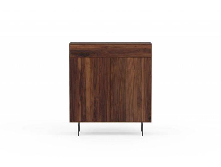 Highboard Nussbaum Anrichte Massivholz Kommode mit Schublade Breite 100 cm Schwarze Füße Push-to-open Softclose Türen Made in Germany von Goldau & Noelle Manufaktur