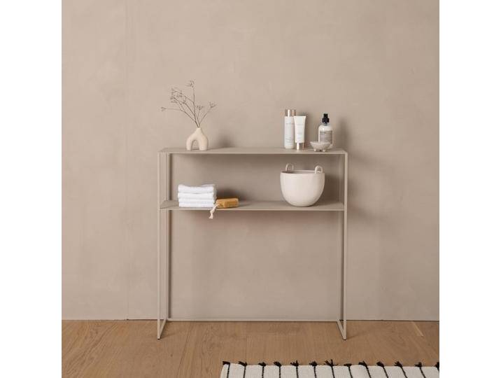 Konsolentisch THEO aus Metall in Beige Ablagetisch für schmale Flure Modernes Design 26 cm breit 80 cm hoch Made in Germany von Goldau & Noelle Manufaktur